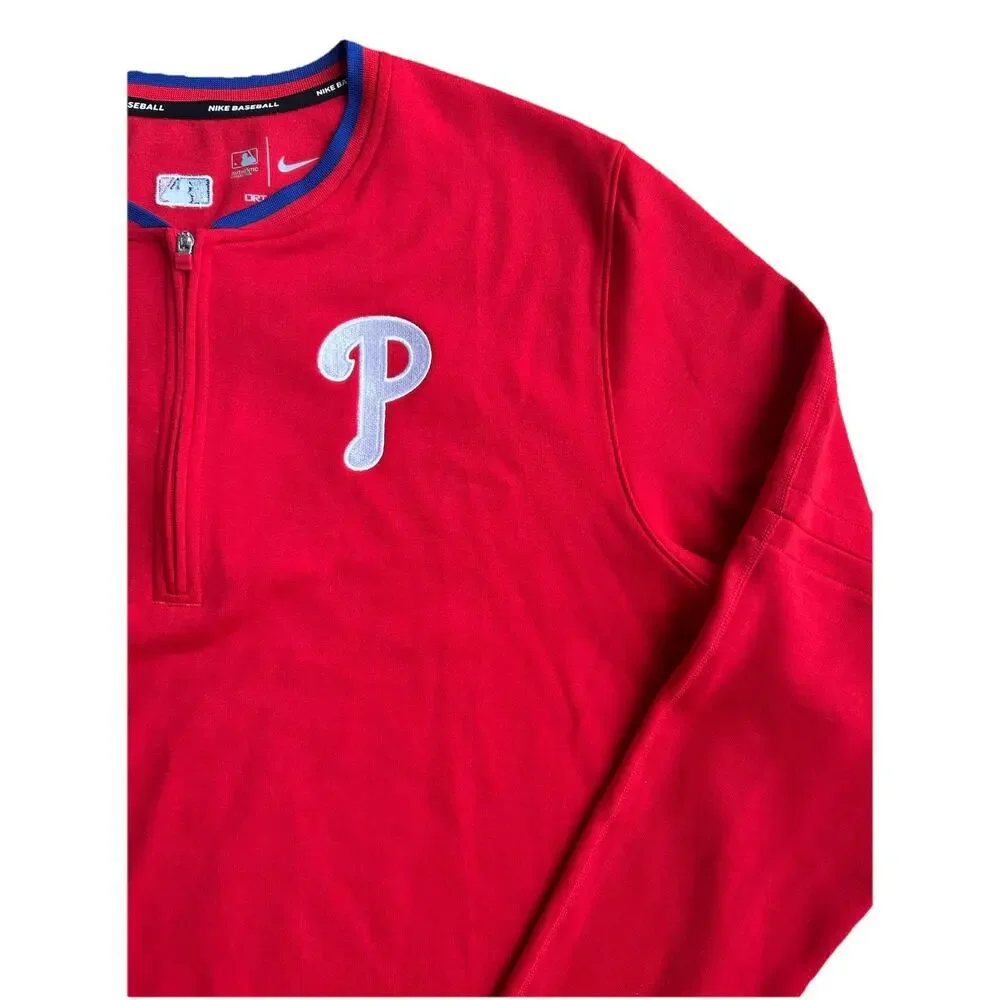 Philadelphia Phillies Nike Pullover Men's Size Large 1/4 Zip Red MLB Baseball